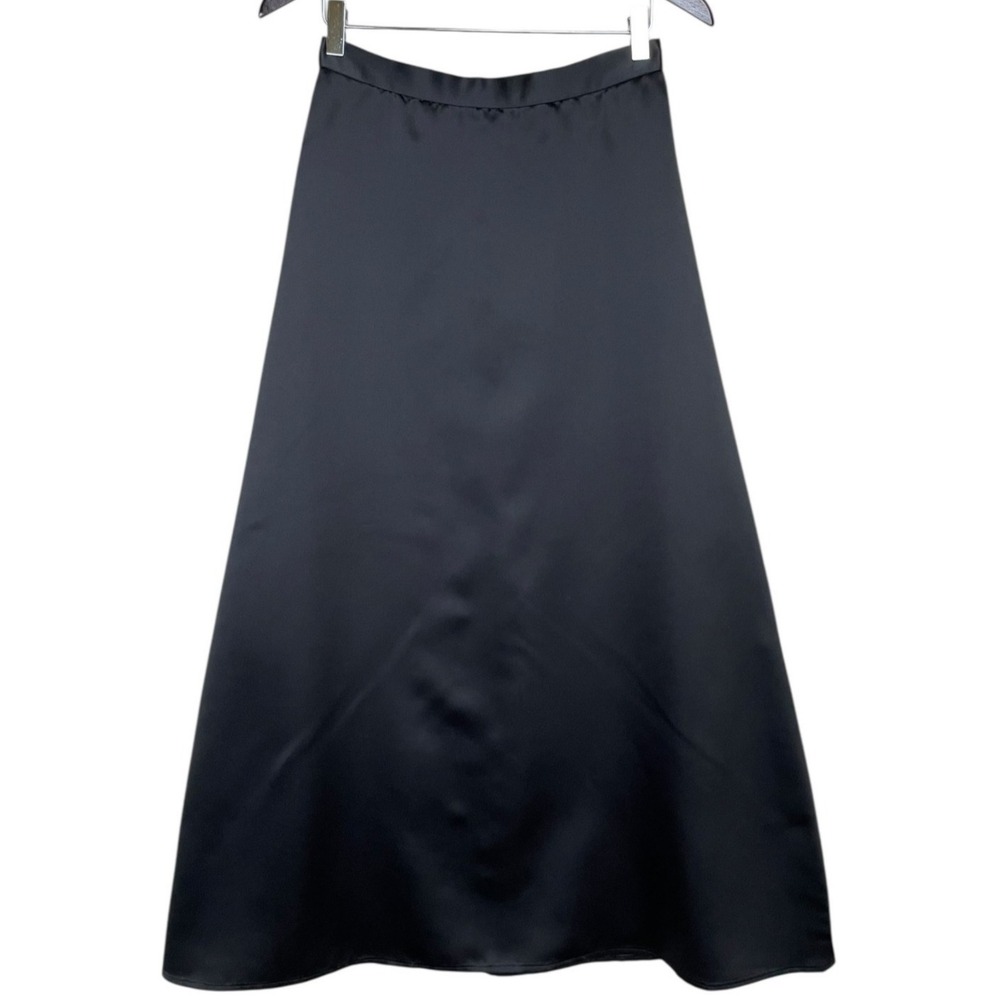 Vtg 90s Maxi Skirt 9/10 Black Satin Shiny Long Y2K Witchy Whimsigoth Formal
